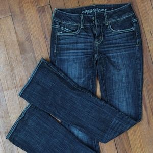 Never worn American Eagle boot cut dark blue jeans